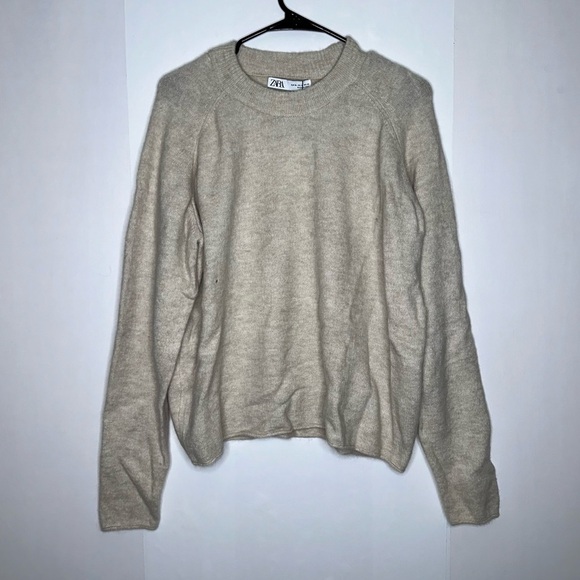NWT Zara alpaca wool blend beige pullover sweater size XL - Picture 1 of 5
